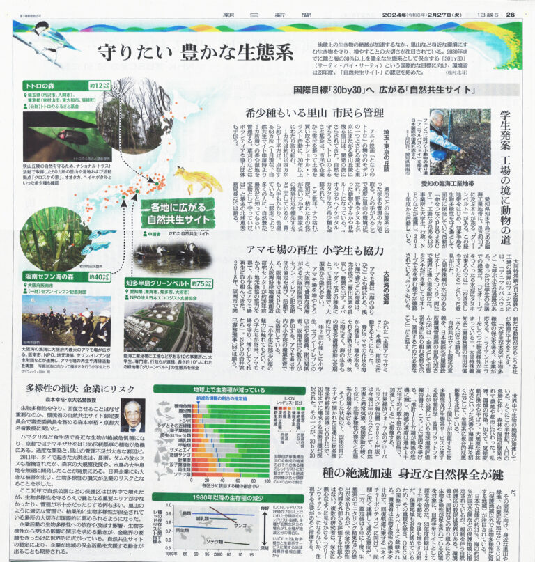 朝日新聞全国版に当社関連活動が紹介されました